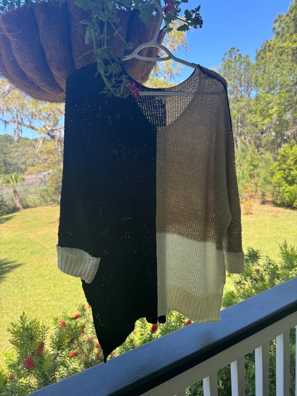 eesome Black, Brown & Cream Colorblock Knit Cardigan